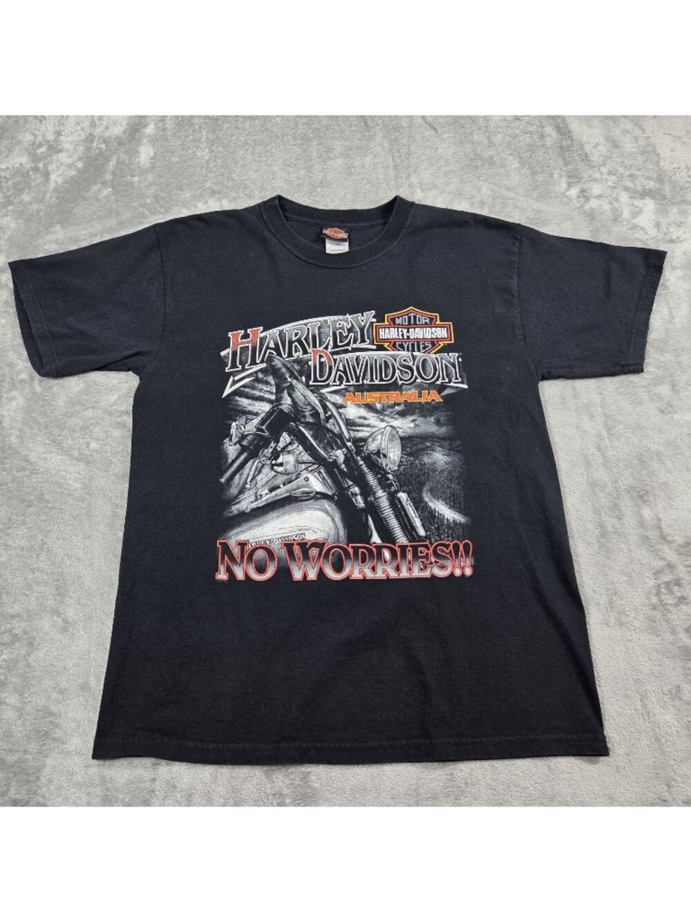 Harley Davidson Shirt Mens Large Black Australia Motorcycle No Worries